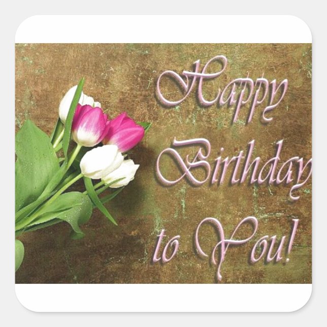 Pegatina Cuadrada Feliz Cumpleaños Para Ti (Anverso)