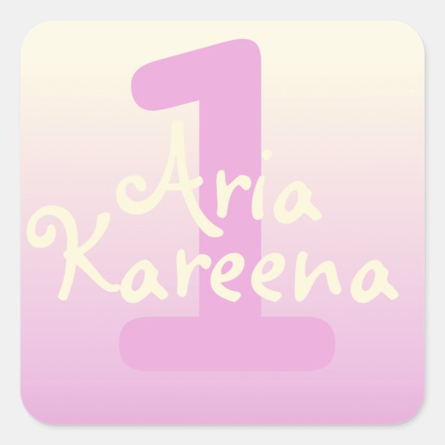 Pegatina Cuadrada Feliz cumpleaños Pegatinas beige rosa dorado de om (Anverso)