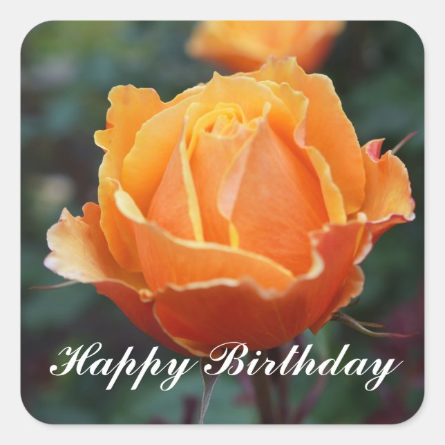 Pegatina Cuadrada Feliz cumpleaños por los Rosas #1 Pegatinas (Anverso)