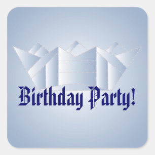 Pegatina Cuadrada Feliz Cumpleaños Rey Sticker