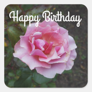 Pegatina Cuadrada Feliz cumpleaños Rosa Duet #2 Pegatinas