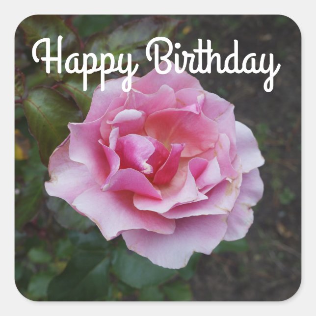 Pegatina Cuadrada Feliz cumpleaños Rosa Duet #2 Pegatinas (Anverso)