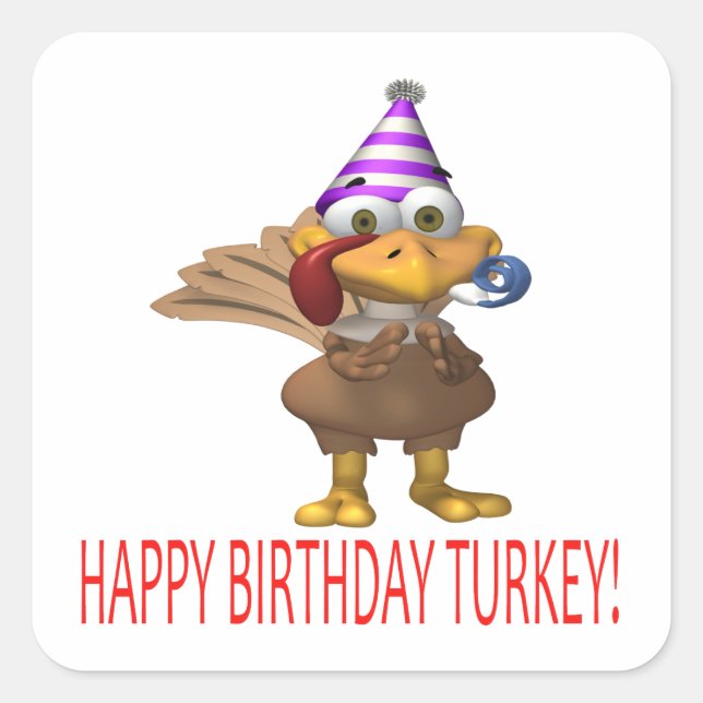 Pegatina Cuadrada Feliz cumpleaños Turquía (Anverso)