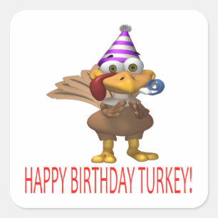 Pegatina Cuadrada Feliz cumpleaños Turquía