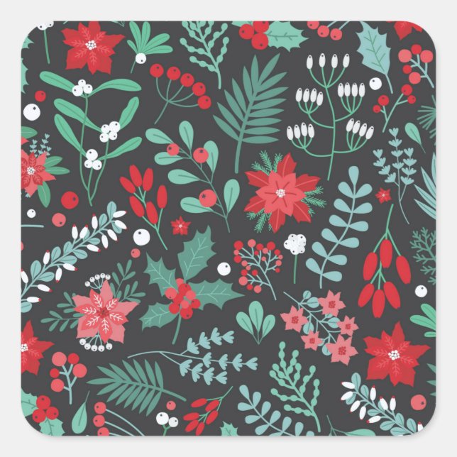 Pegatina Cuadrada Feliz cumpleaños y Navidades felices (Anverso)