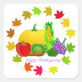 Pegatina Cuadrada Feliz Día de Acción de Gracias