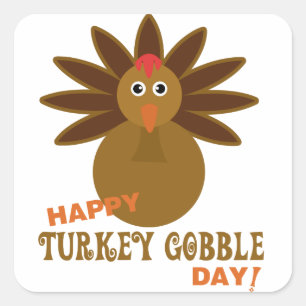 Pegatina Cuadrada Feliz Día de Acción de Gracias en Turquía