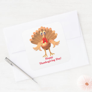 Pegatina Cuadrada Feliz Día de Acción de Gracias Turquía, personaliz