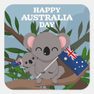 Pegatina Cuadrada Feliz Día de Australia