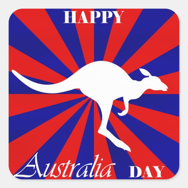 Pegatina Cuadrada Feliz Día de Australia (Anverso)