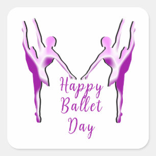 Pegatina Cuadrada Feliz Día de Ballet