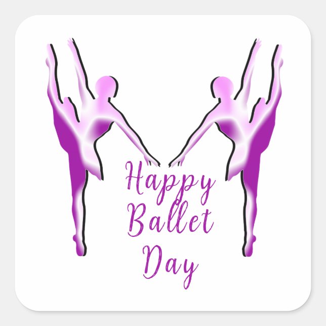 Pegatina Cuadrada Feliz Día de Ballet (Anverso)
