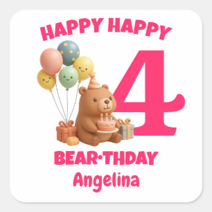 Pegatina Cuadrada FELIZ DÍA DE BRUH CAPPY Cumpleaños personalizado d