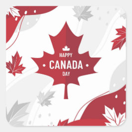 Pegatina Cuadrada Feliz Día de Canadá