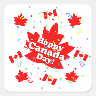 Pegatina Cuadrada Feliz Día de Canadá Fiesta