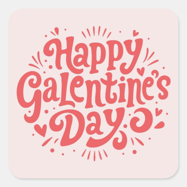Pegatina Cuadrada Feliz Día de Galentine (Anverso)
