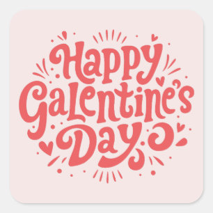 Pegatina Cuadrada Feliz Día de Galentine