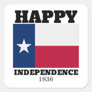 Pegatina Cuadrada Feliz Día de la Independencia de Texas