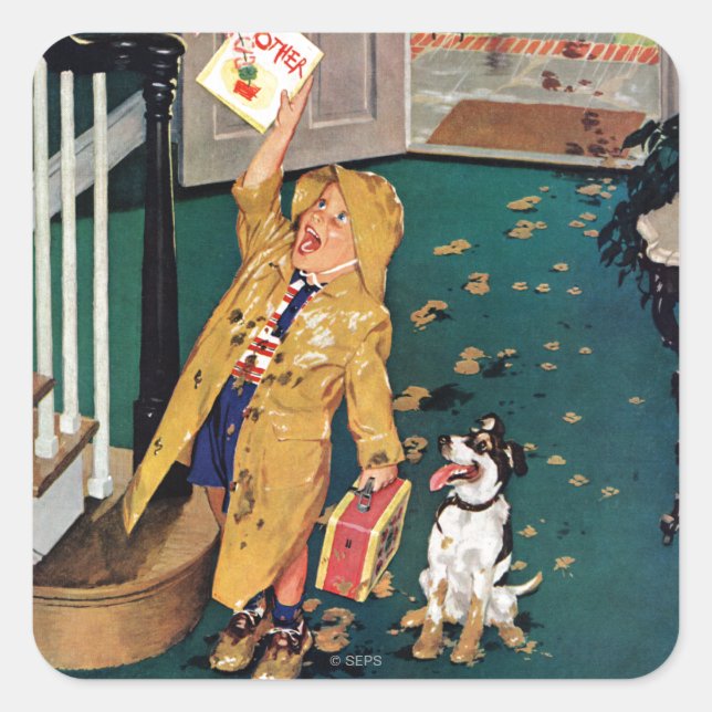 Pegatina Cuadrada Feliz Día de la Madre (Anverso)