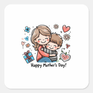 Pegatina Cuadrada Feliz Día de la Madre
