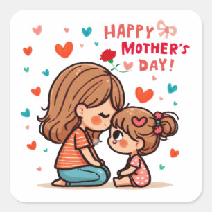 Pegatina Cuadrada Feliz Día de la Madre