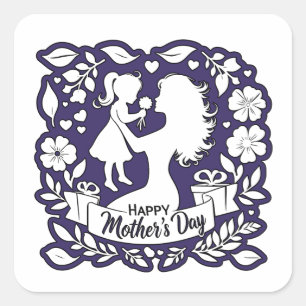 Pegatina Cuadrada Feliz día de la madre