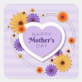 Pegatina Cuadrada Feliz Día de la Madre 