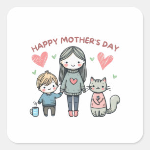 Pegatina Cuadrada Feliz Día de la Madre