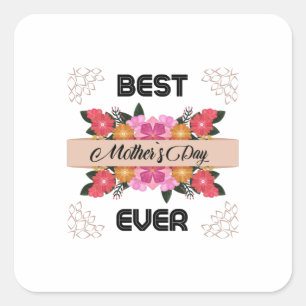 Pegatina Cuadrada Feliz Día de la Madre con amor