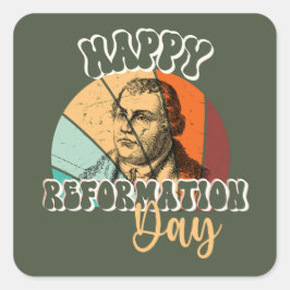 Pegatina Cuadrada Feliz Día de la Reforma Vintage Martin Luther