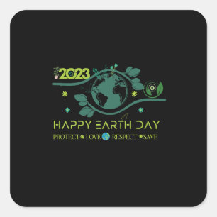 Pegatina Cuadrada Feliz Día de la Tierra