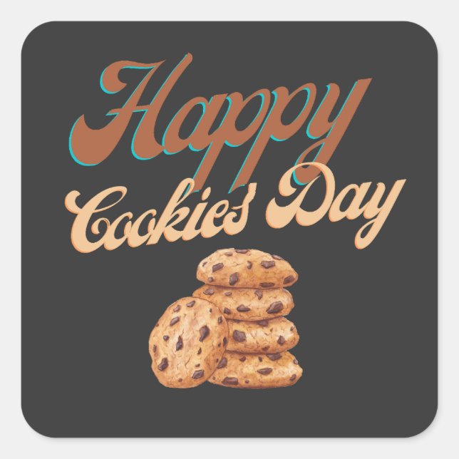 Pegatina Cuadrada Feliz Día de las Cookies, Día Nacional de la Cooki (Anverso)