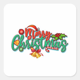 Pegatina Cuadrada feliz día de navidad