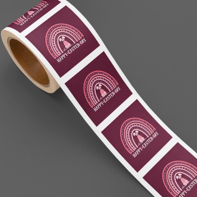 Pegatina Cuadrada Feliz Día de Pascua El Arcoiris lindo Diseño Conej (Subido por el creador)