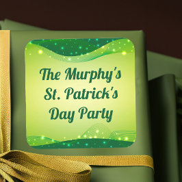 Pegatina Cuadrada Feliz Día de San Patricio lindo Personalizado de e