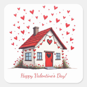 Pegatina Cuadrada ¡Feliz Día de San Valentín!
