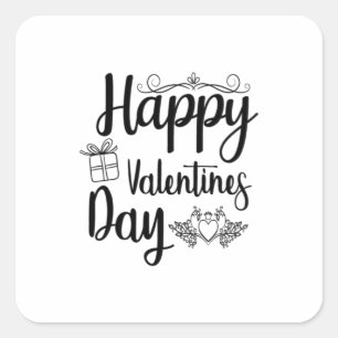 Pegatina Cuadrada Feliz Día de San Valentín
