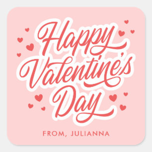 Pegatina Cuadrada Feliz Día de San Valentín