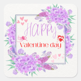 Pegatina Cuadrada Feliz Día de San Valentín