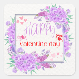 Pegatina Cuadrada Feliz Día de San Valentín