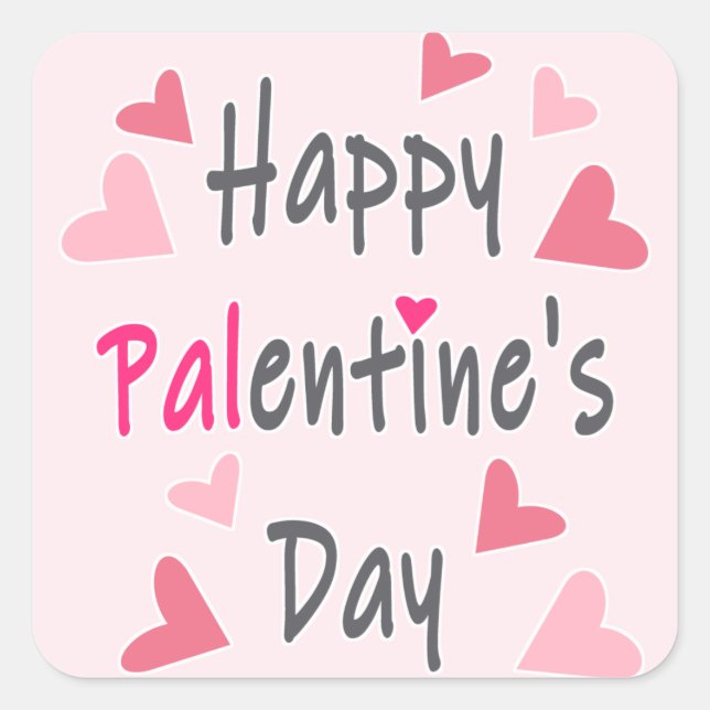 Pegatina Cuadrada Feliz día de San Valentín (Anverso)