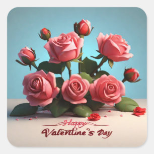 Pegatina Cuadrada Feliz Día de San Valentín