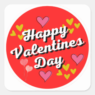 Pegatina Cuadrada Feliz día de San Valentín