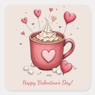 Pegatina Cuadrada ¡Feliz Día de San Valentín!