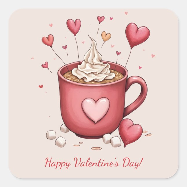 Pegatina Cuadrada ¡Feliz Día de San Valentín! (Anverso)