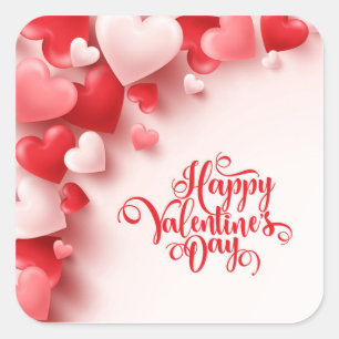 Pegatina Cuadrada feliz Día de San Valentín