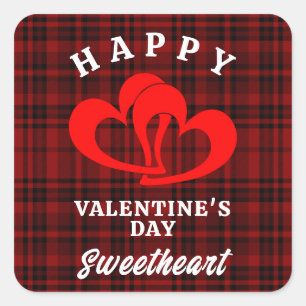 PEGATINA CUADRADA FELIZ DÍA DE SAN VALENTÍN AMOR