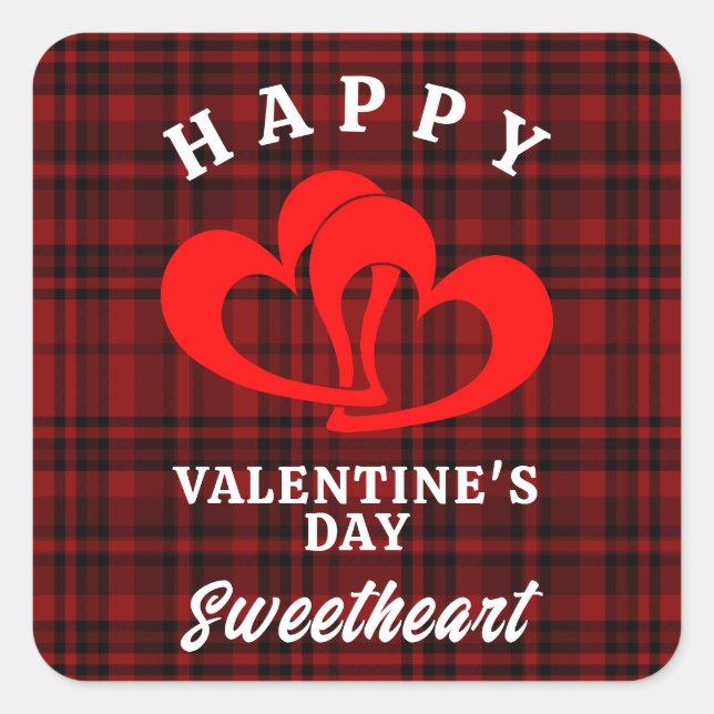 PEGATINA CUADRADA FELIZ DÍA DE SAN VALENTÍN AMOR (Anverso)