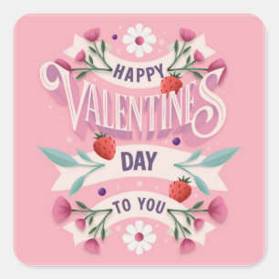 Pegatina Cuadrada Feliz Día de San Valentín para ti