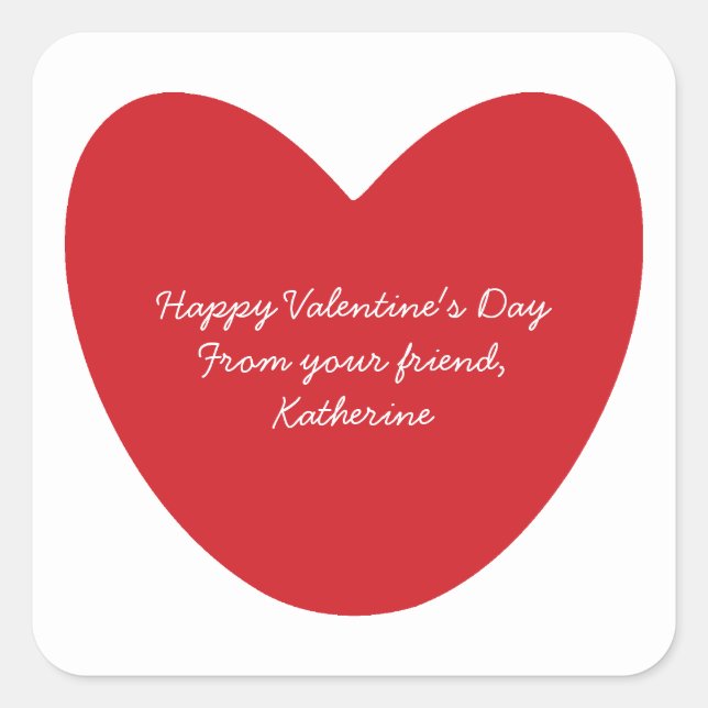 Pegatina Cuadrada Feliz Día de San Valentín, personalizado de clase  (Anverso)